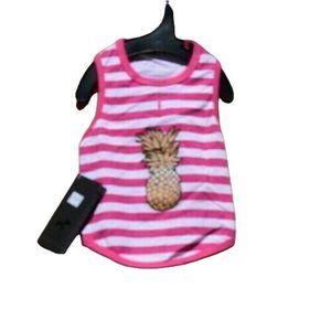 Hotel Doggy Dog Medium Pink Striped Pineapple Tank New
